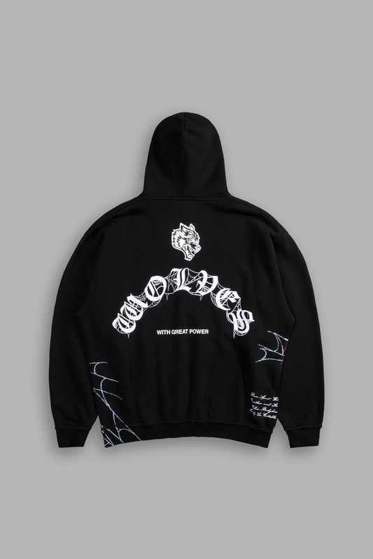 DARC SPORT SPIDERMAN HOODIE IN BLACK