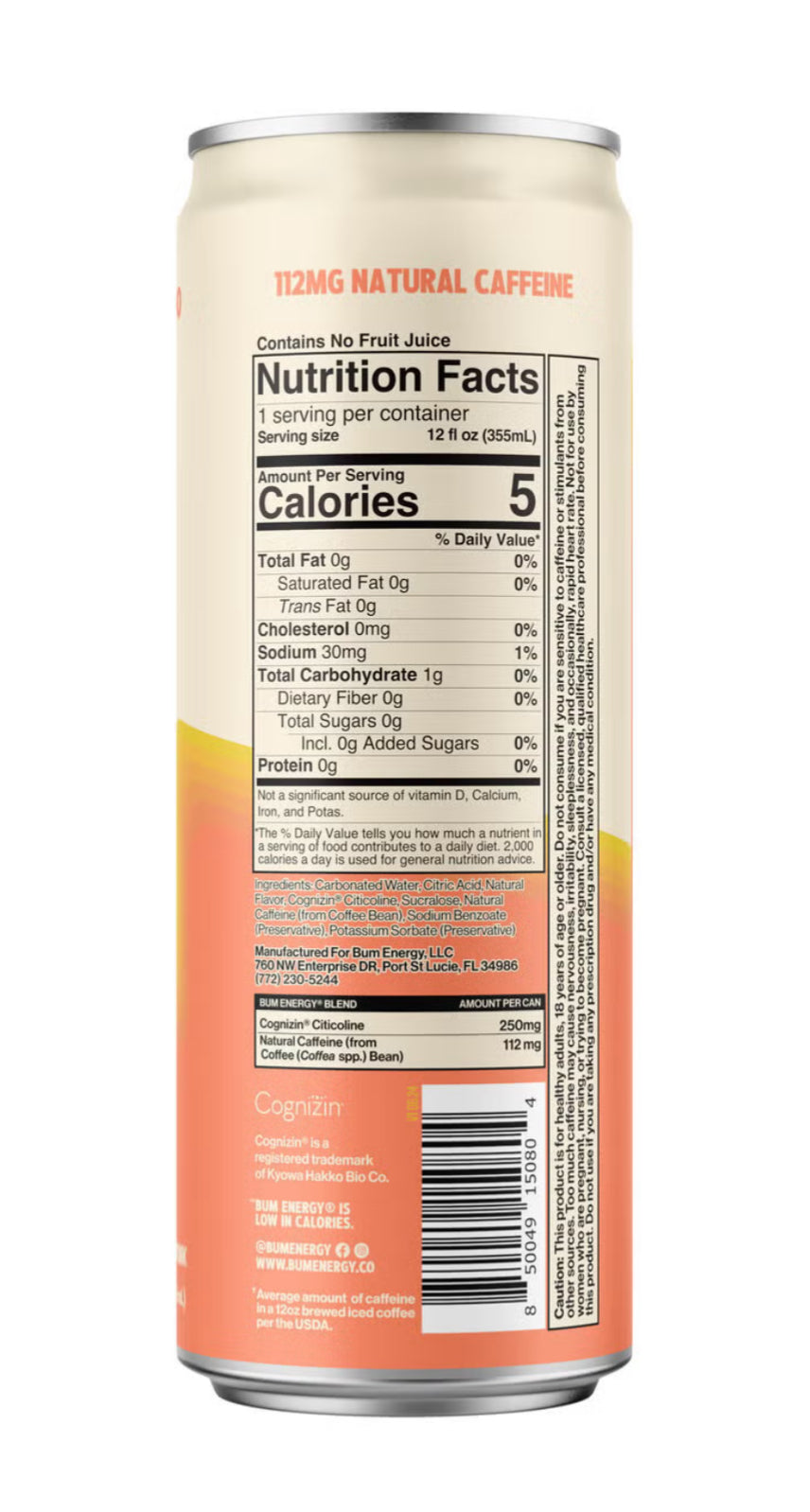 BUM Energy Drink - Peach Mango - 12oz.
