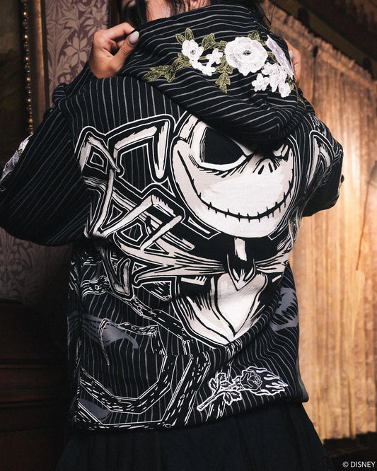 SPIRAL CHAOS INDIE ROSE HOODIE IN PINSTRIPE PRINT