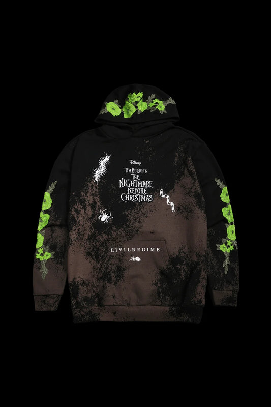 NIGHTMARE SCARE INDIE ROSE HOODIE IN BLACK MUD STAIN