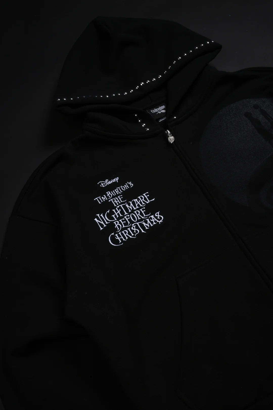 NIGHTMARE FOREVER OUTLIERS DISTRESSED ZIP UP HOODIE IN BLACK