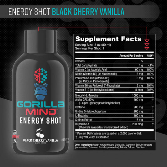 Gorilla Mind Energy Shot - Black Cherry Vanilla