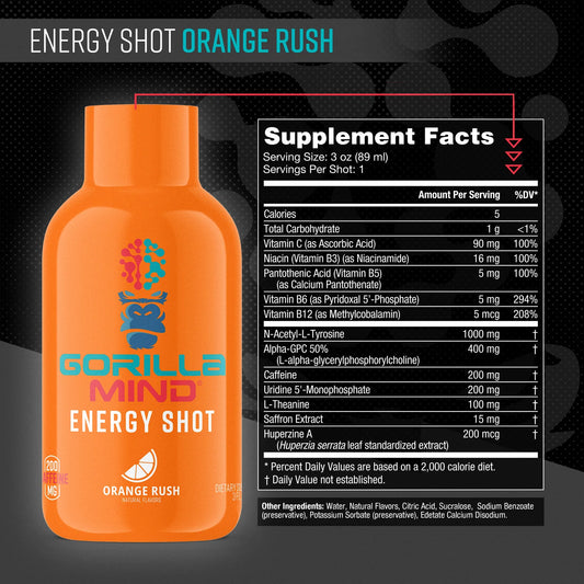 Gorilla Mind Energy Shot - Orange Rush