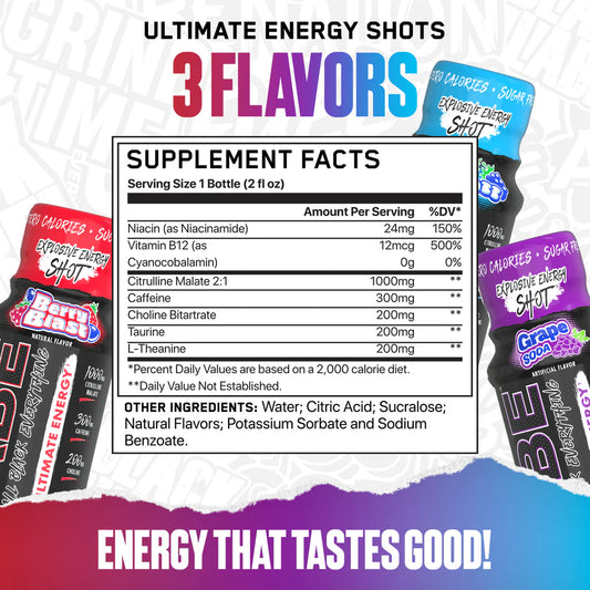 ABE ULTIMATE ENERGY BLUE RAZZ BLAST SHOT