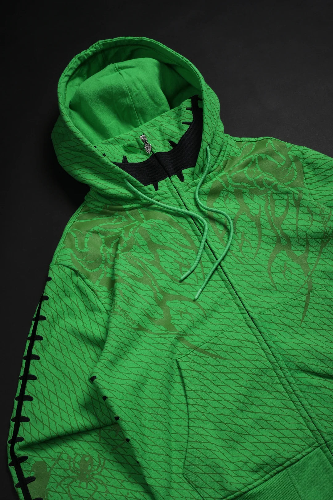 OOGIE BOOGIE CIVIL COWL ZIP UP HOODIE IN ACID GREEN