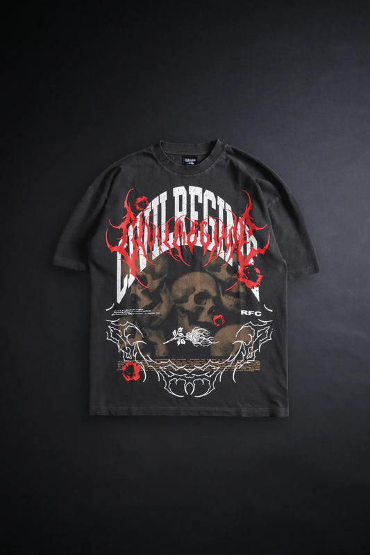 CIVILREGIME THE RAPTURE OF ROSES AMERICAN CLASSIC OVERSIZED TEE IN VINTAGE ASHES