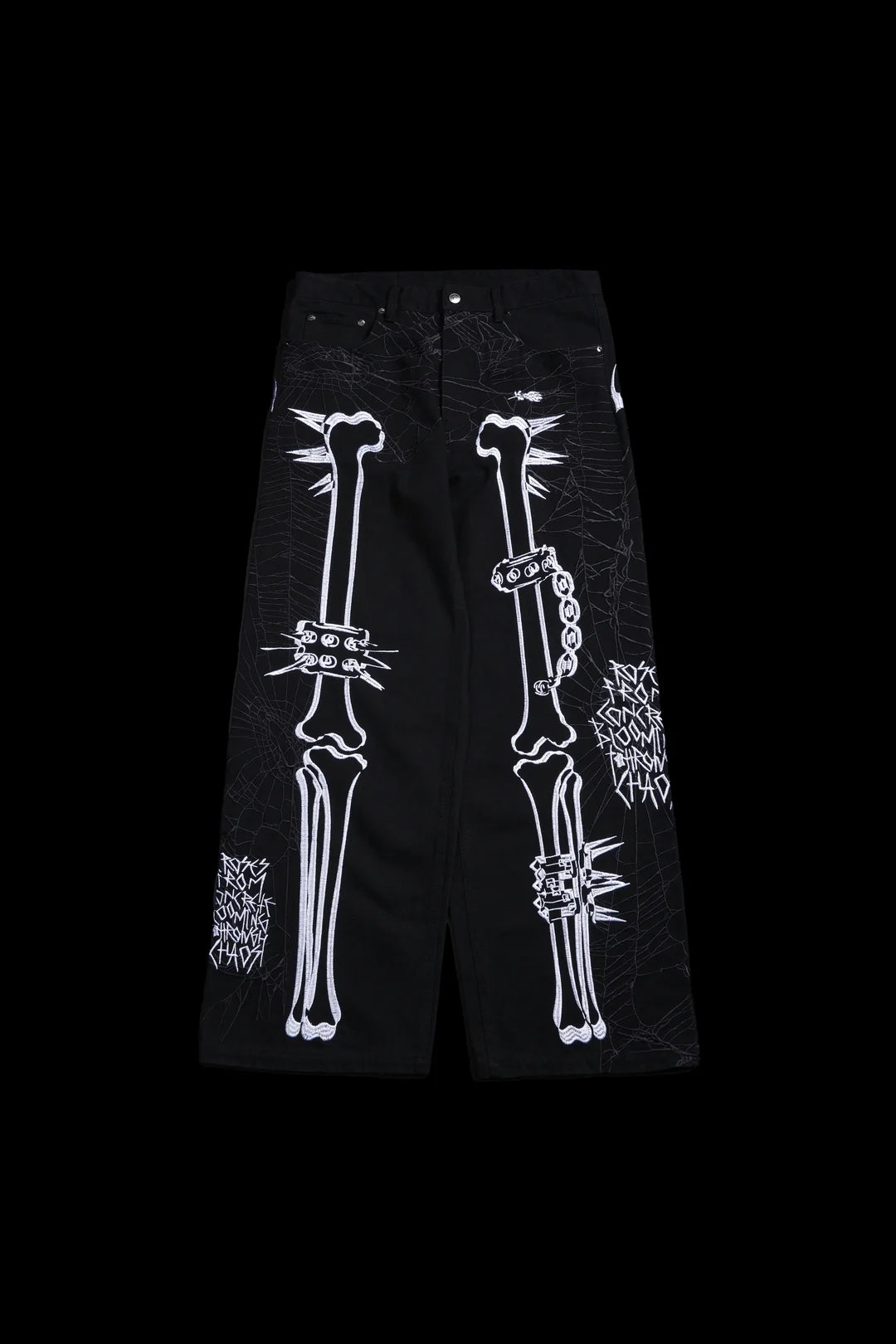 ROSE BONES RAW DENIM JEANS IN BLACK