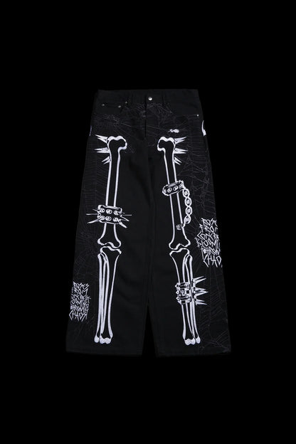 ROSE BONES RAW DENIM JEANS IN BLACK