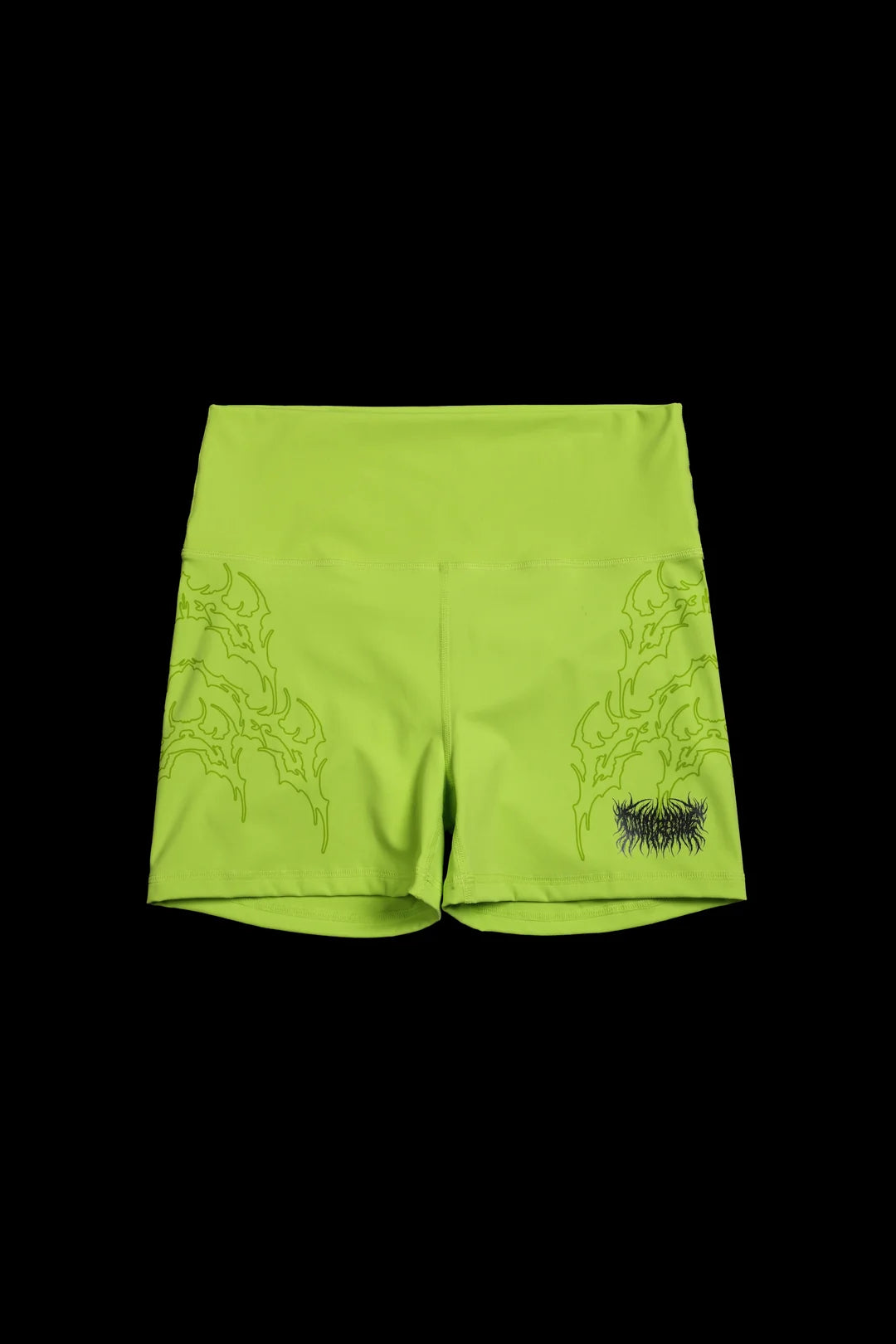 NEON CHAOS ENERGY BIKE SHORTS IN ACID GREEN