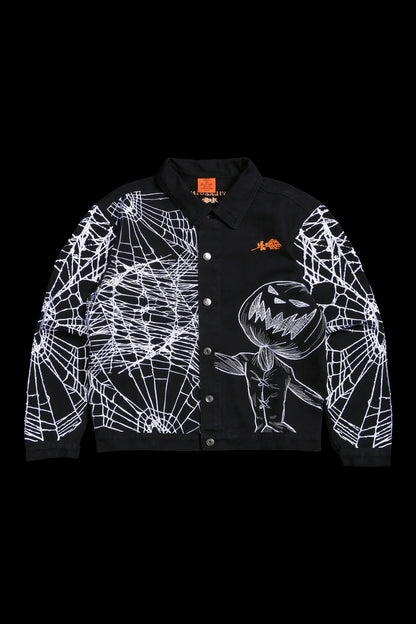 PUMPKIN FREIGHT RAW DENIM JACKET IN BLACK