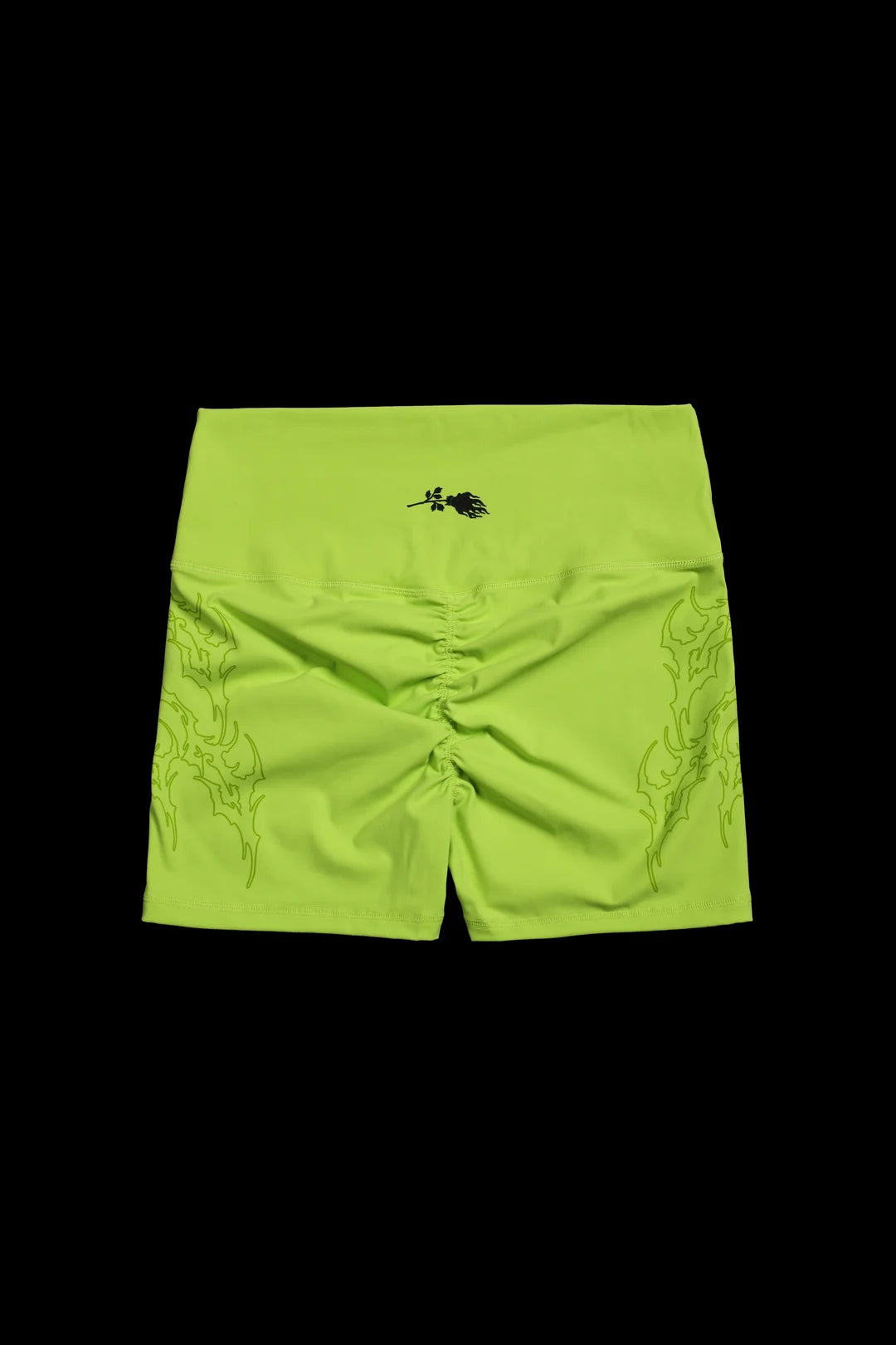 NEON CHAOS ENERGY BIKE SHORTS IN ACID GREEN
