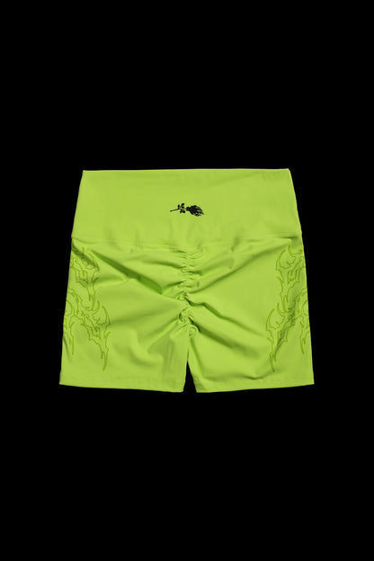 NEON CHAOS ENERGY BIKE SHORTS IN ACID GREEN