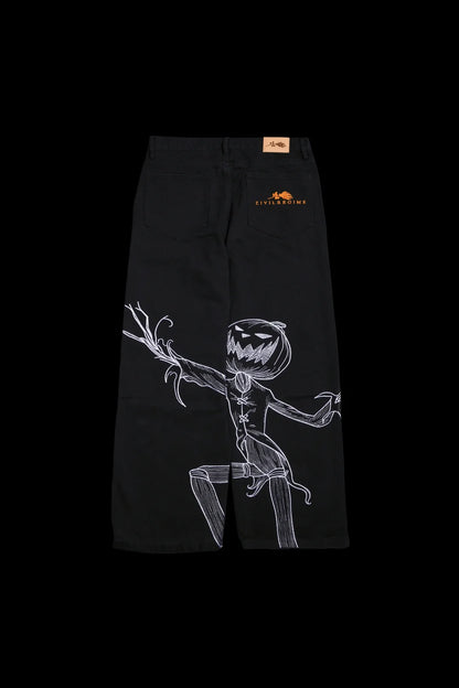 PUMPKIN FREIGHT RAW DENIM JEANS IN BLACK