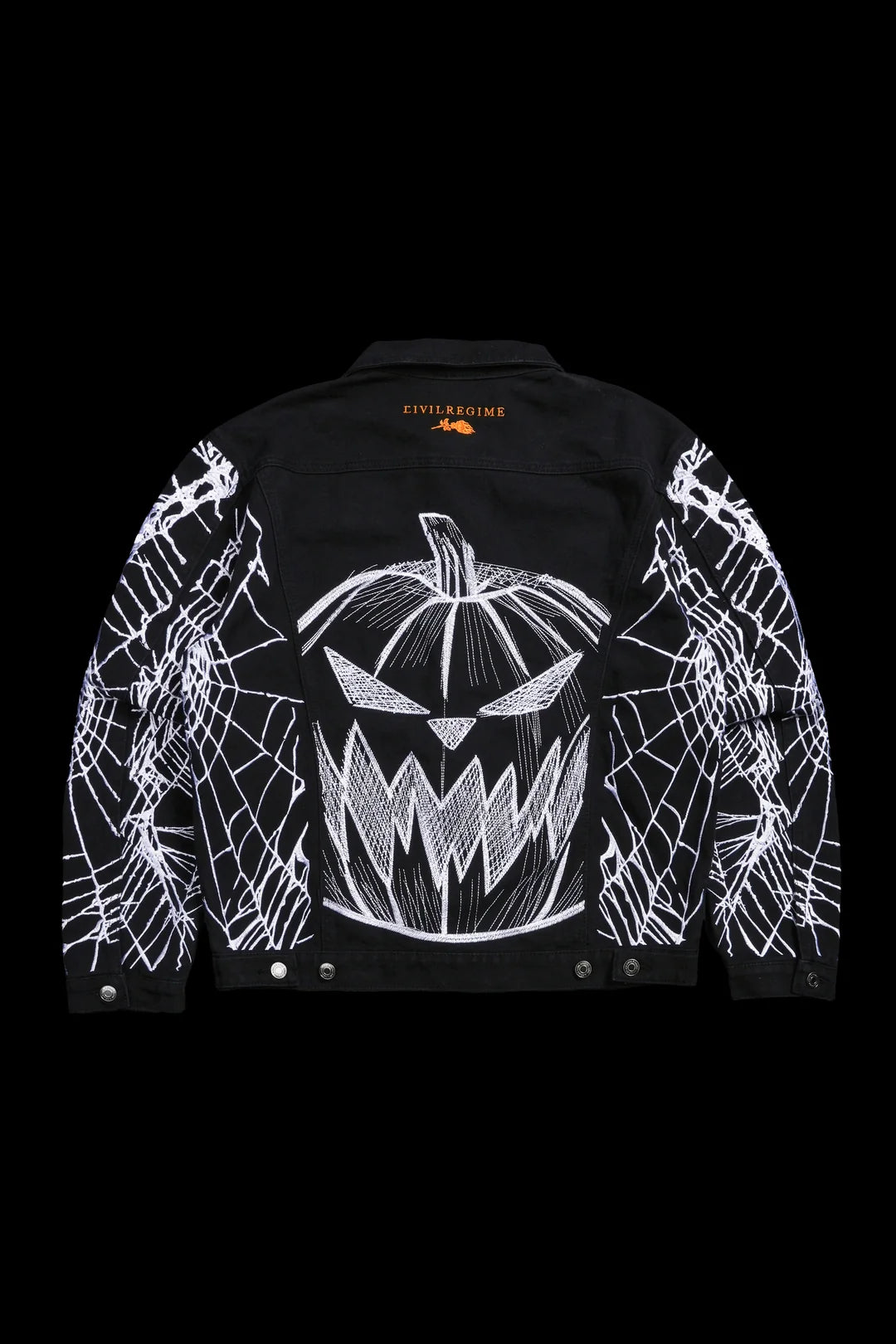 PUMPKIN FREIGHT RAW DENIM JACKET IN BLACK
