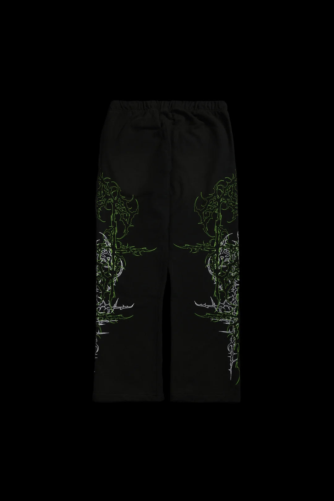 LUCID ETERNAL WIDE LEG FLEECE PANTS IN VINTAGE BLACK/ACID GREEN
