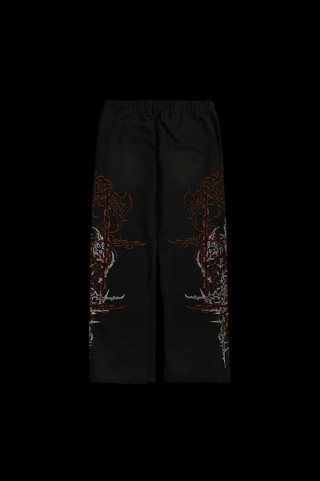 LUCID ETERNAL WIDE LEG FLEECE PANTS IN VINTAGE BLACK/HALLOW ORANGE