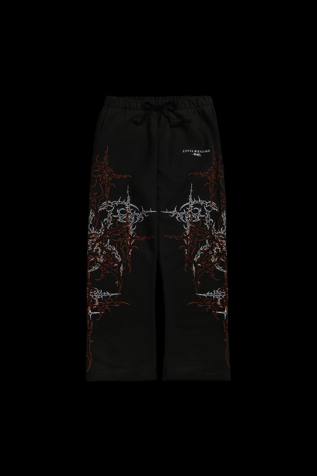 LUCID ETERNAL WIDE LEG FLEECE PANTS IN VINTAGE BLACK/HALLOW ORANGE