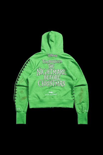 OOGIE BOOGIE CIVIL COWL ZIP UP HOODIE IN ACID GREEN