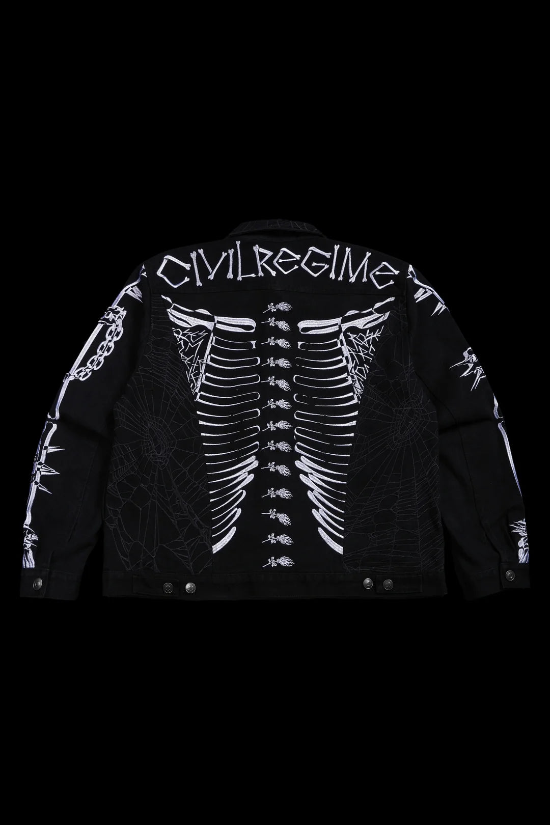 ROSE BONES RAW DENIM JACKET IN BLACK
